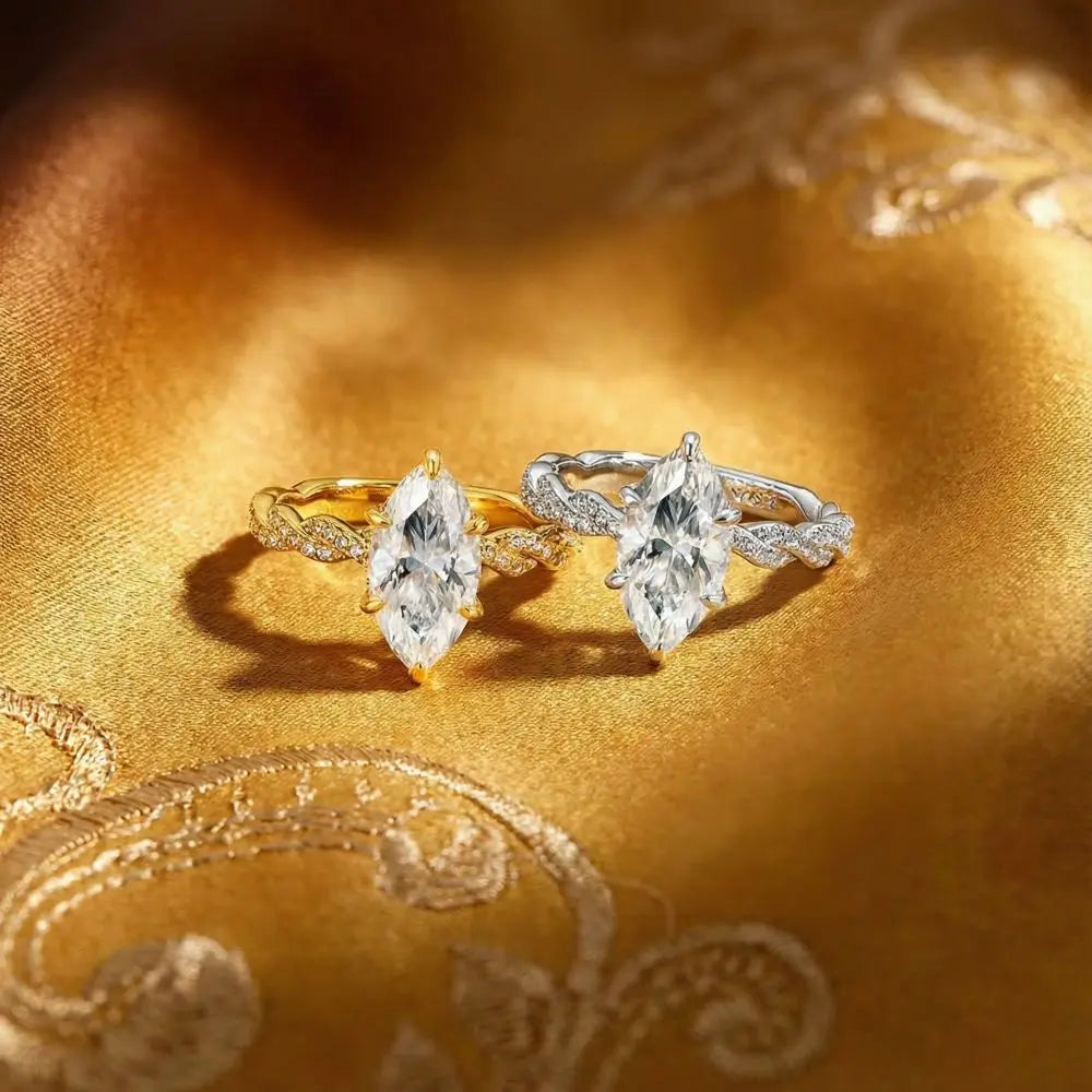 Gorgeous 3CT Marquise Shape  D Color VVS1 Synthetic Moissanite Ring  for Women 925 Sterling Silver Anniversary Party Gift