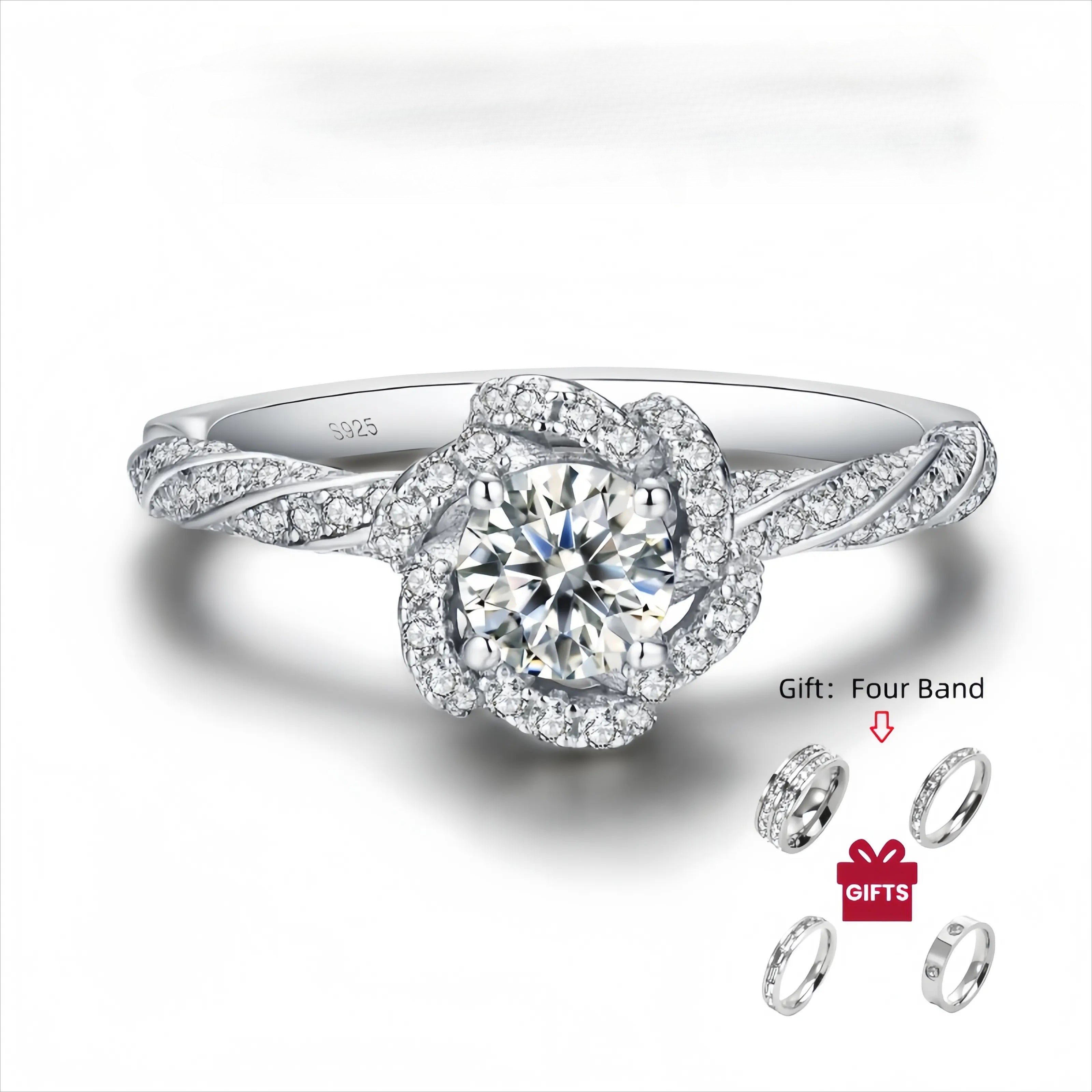 【#11 Rose garden】Moissanite rings with 925 Sterling Silver 0.5Carat  Anniversary Auspicious Wedding Engagement Jewelry Synthetic Moissanite