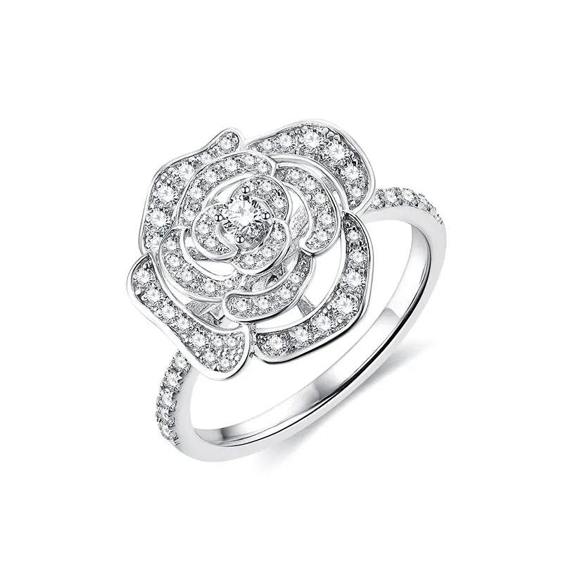 【#07 Rosebud 】high quality Moissanite rings with birthday party Jewelry Synthetic Moissanite