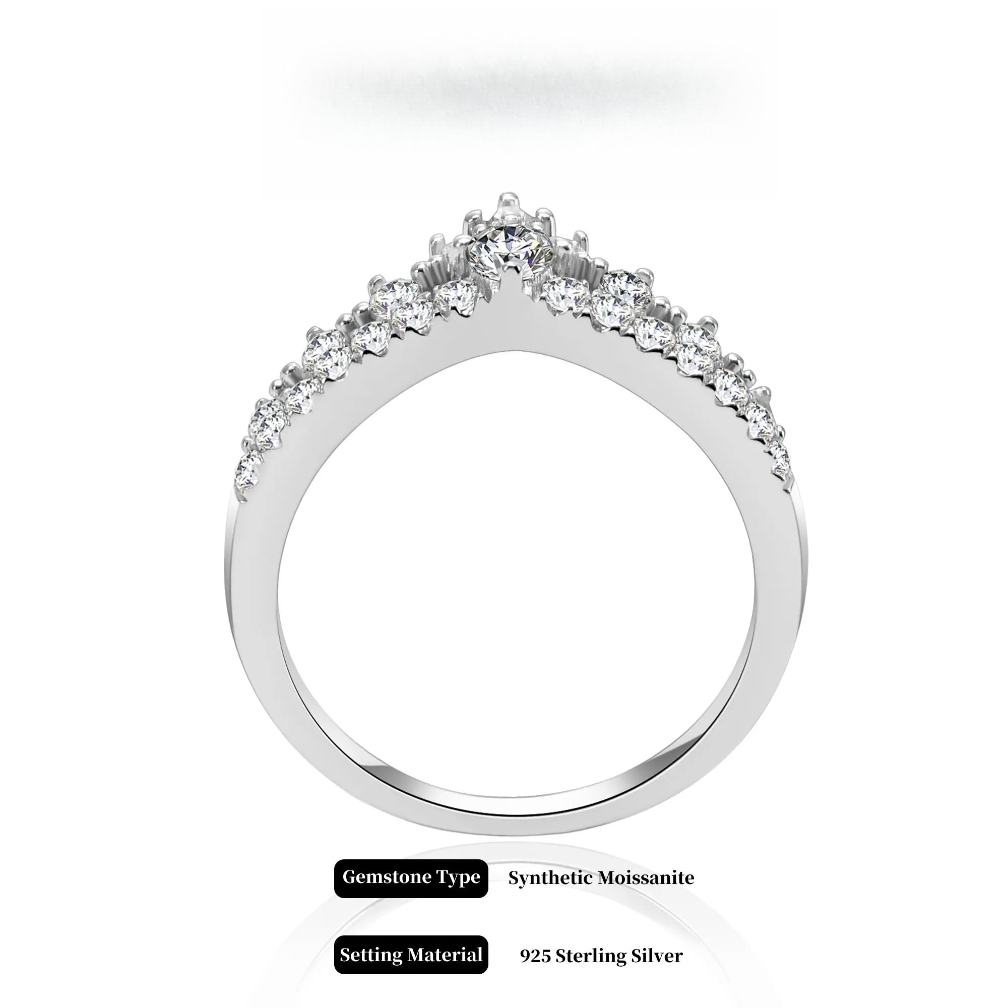 Matching Synthetic Moissanite Wedding Band for Women, D Color VVS1 Clarity Rings 925 Sterling Silver Crown Moissanite Curved Stackable Rings for Women SpringStatements