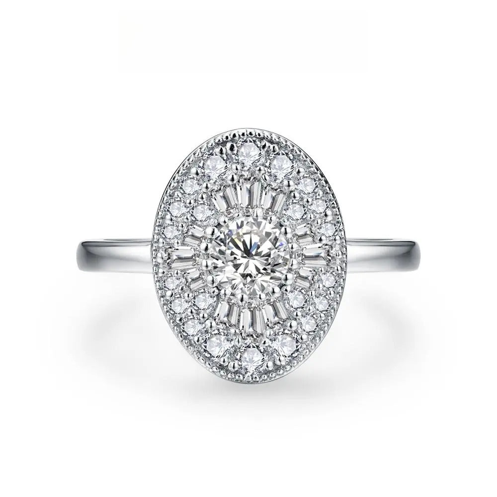D/VVS1 Round Shape All Synthetic Moissanite Ring for Women Real 925 Sterling Silver Engagement Fine Jewelry BlackFriday Gift