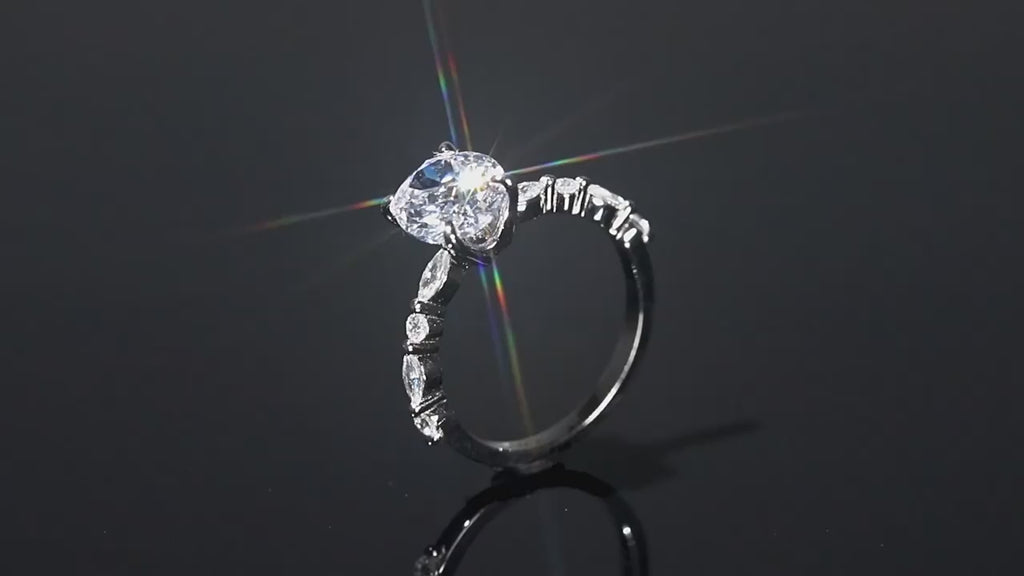 3 CT S925  Sterling Silver Ring Oval Cut Cubic Zirconia Engagement Solitaire Halo Promise Ring for Women